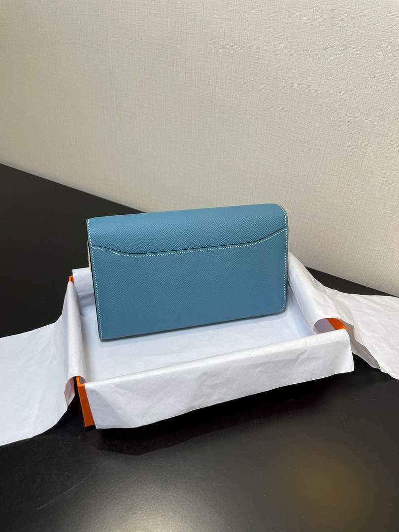 Hermes Constance Long To Go wallet H080126 Sky Blue Gold