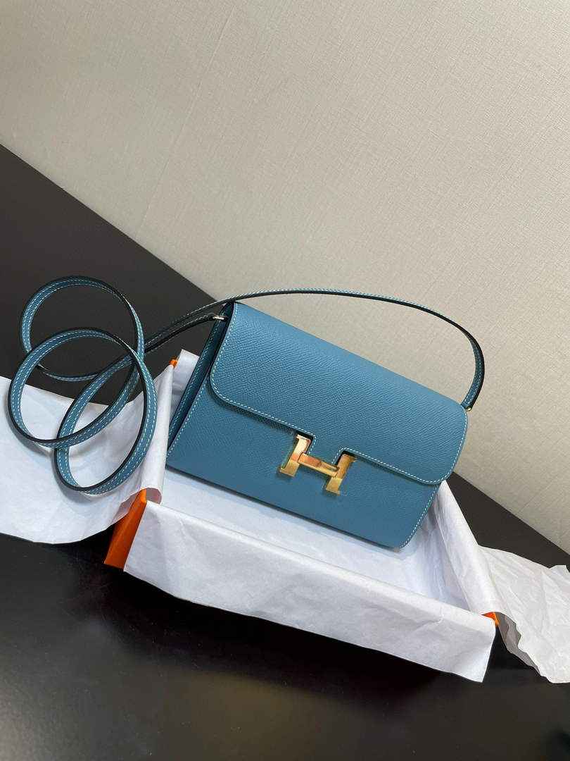 Hermes Constance Long To Go wallet H080126 Sky Blue Gold
