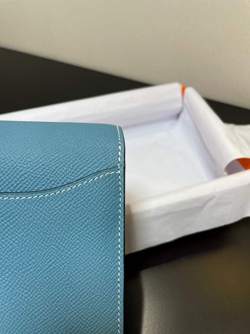 Hermes Constance Long To Go wallet H080126 Sky Blue Gold