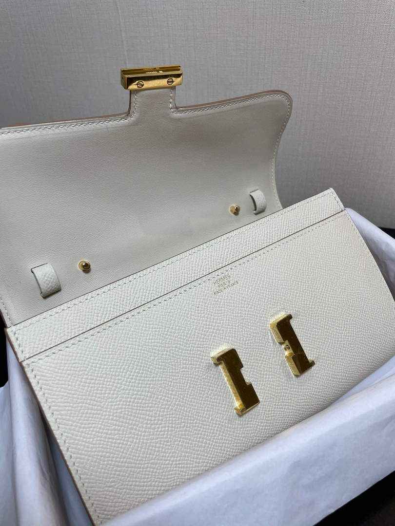 Hermes Constance Long To Go wallet H080126 White Gold