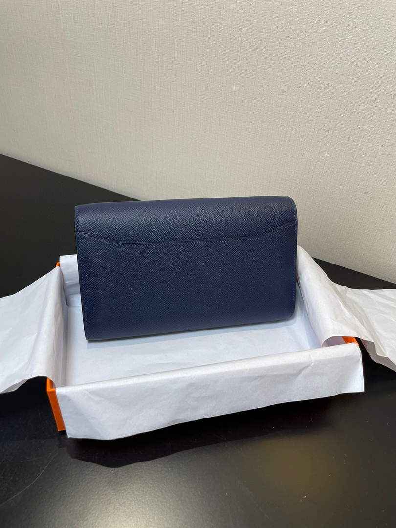 Hermes Constance Long To Go wallet H080126 Navy Blue Gold