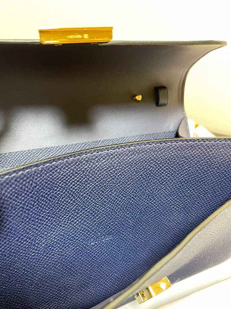 Hermes Constance Long To Go wallet H080126 Navy Blue Gold