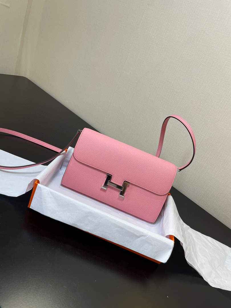 Hermes Constance Long To Go wallet H080126 pink Silver