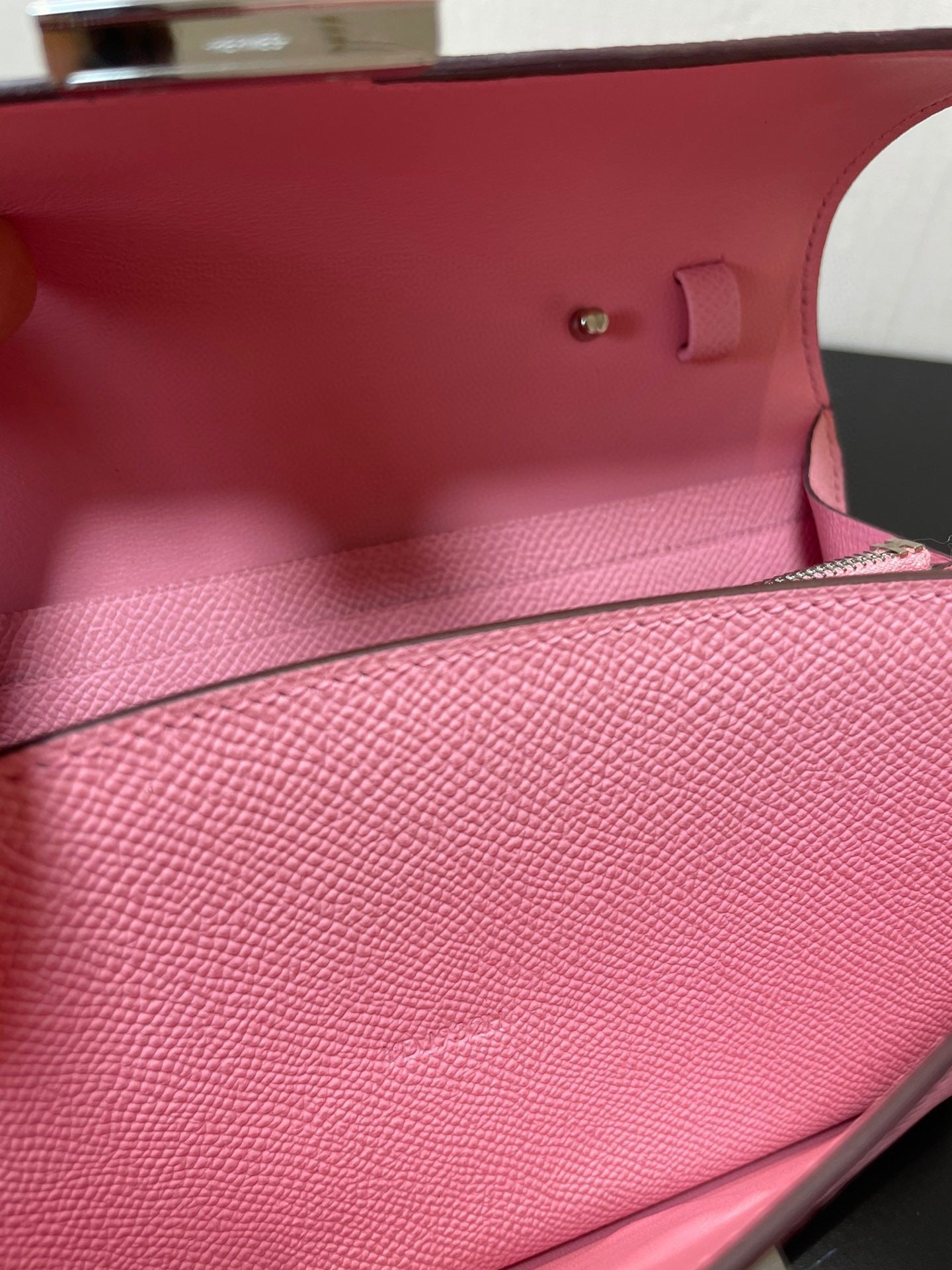 Hermes Constance Long To Go wallet H080126 pink Silver