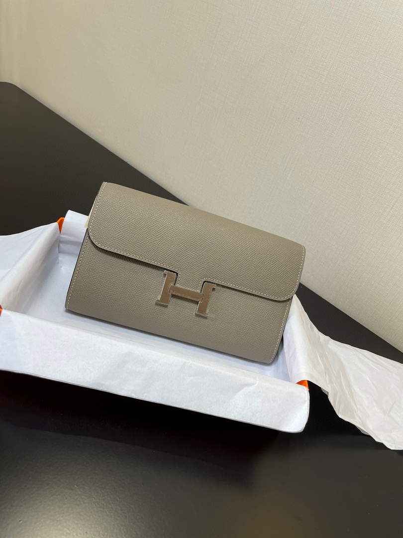 Hermes Constance Long To Go wallet H080126 gray silver