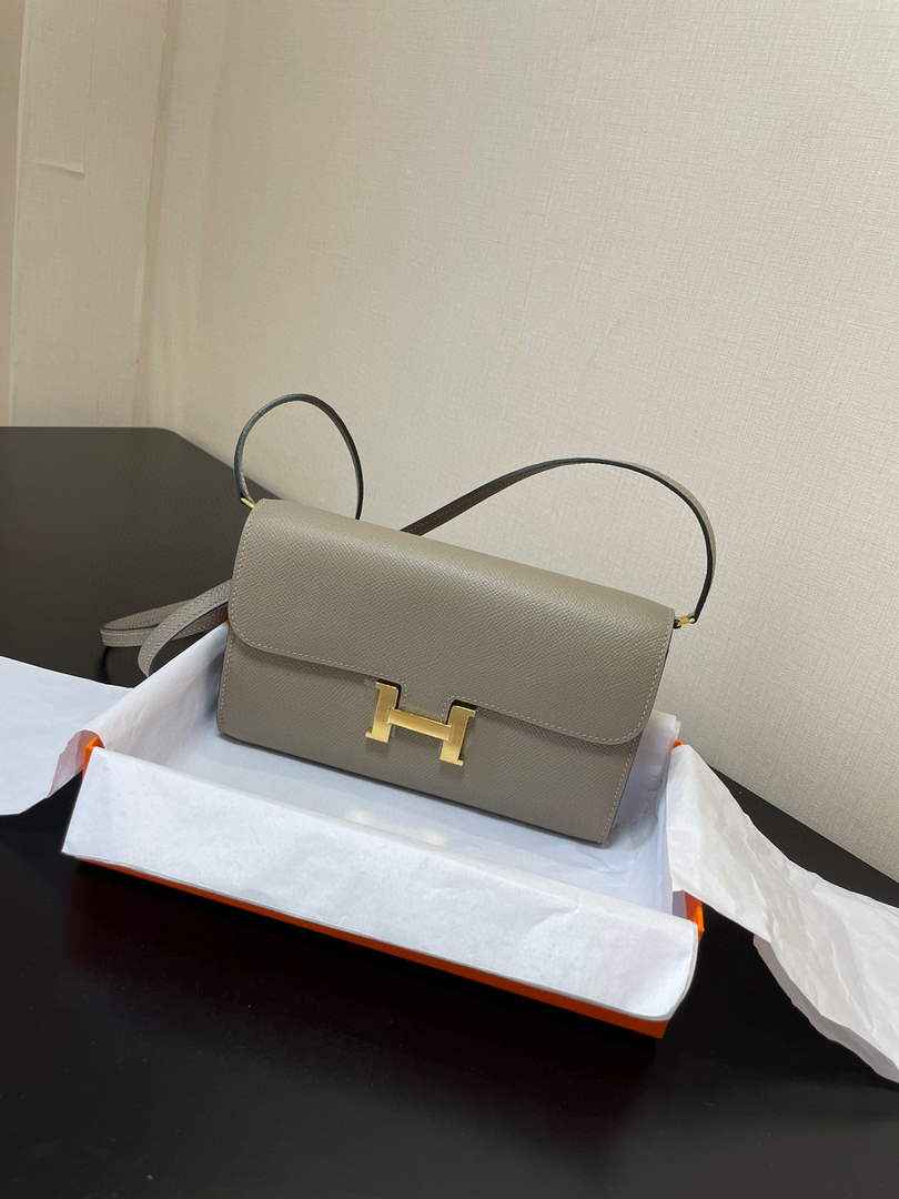 Hermes Constance Long To Go wallet H080126 gray gold
