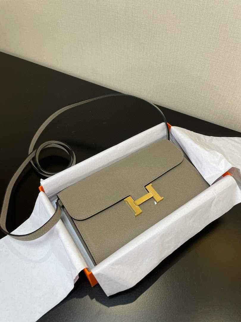 Hermes Constance Long To Go wallet H080126 gray gold