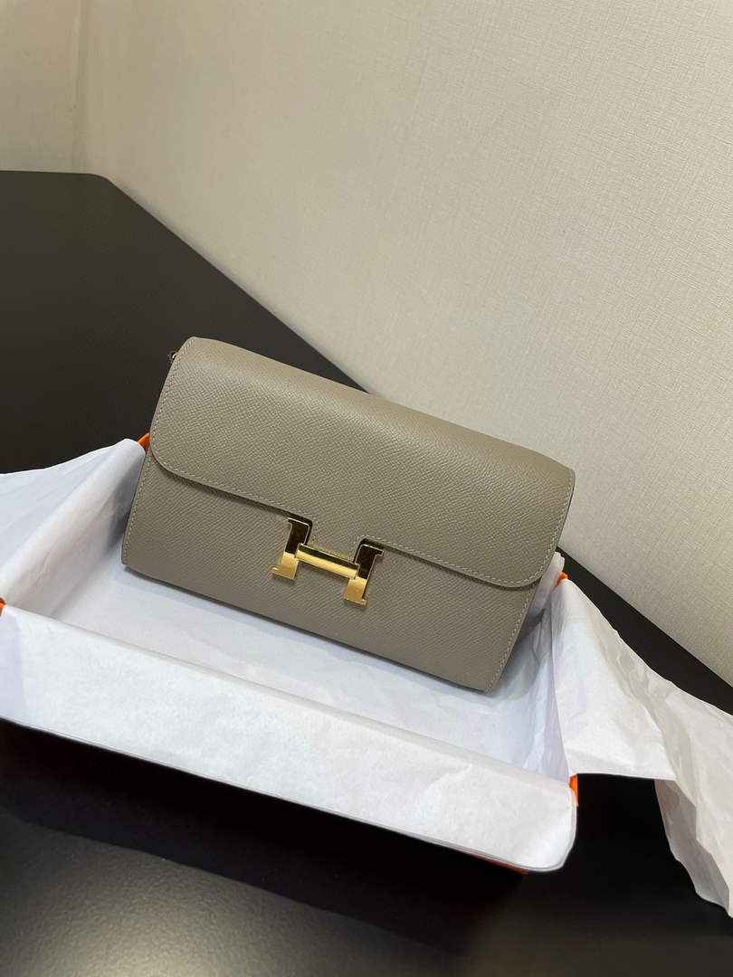 Hermes Constance Long To Go wallet H080126 gray gold