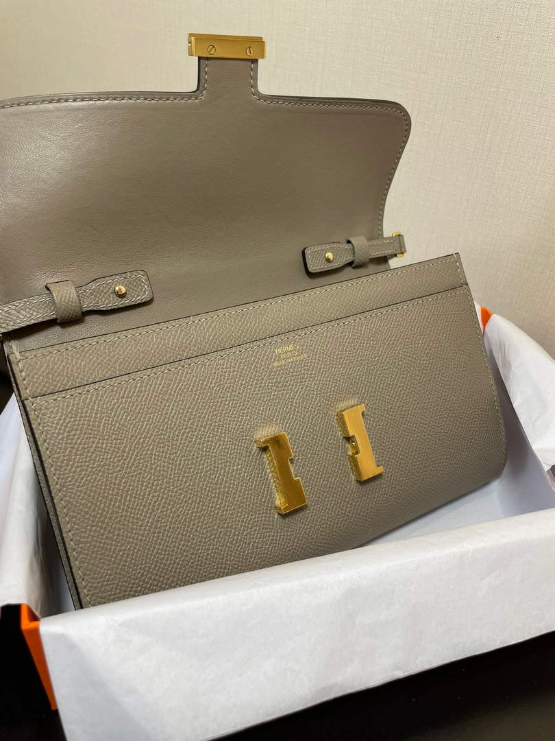 Hermes Constance Long To Go wallet H080126 gray gold
