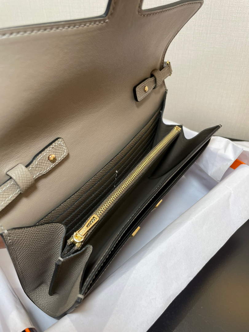 Hermes Constance Long To Go wallet H080126 gray gold