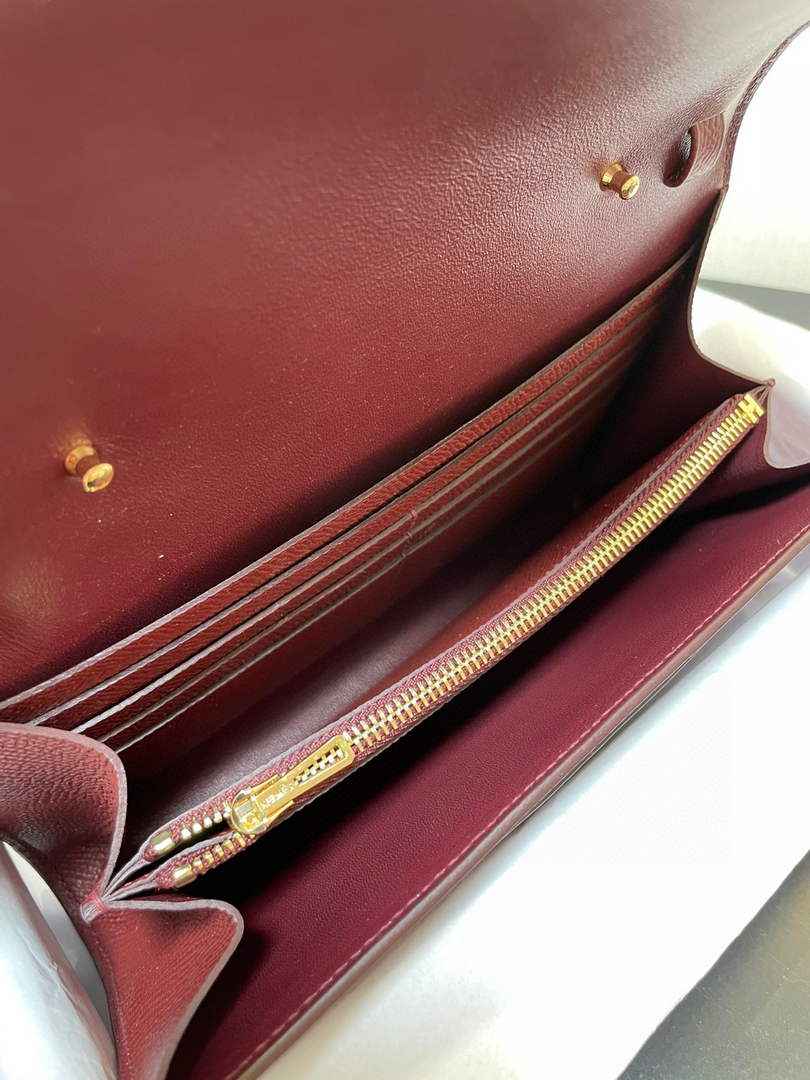 Hermes Constance Long To Go wallet H080126 wine red gold