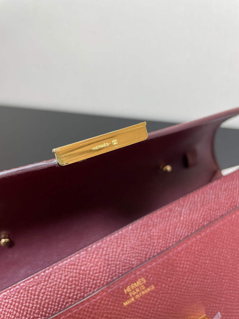 Hermes Constance Long To Go wallet H080126 wine red gold