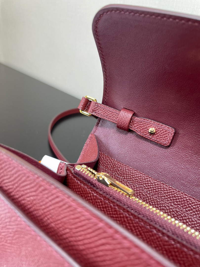 Hermes Constance Long To Go wallet H080126 wine red gold