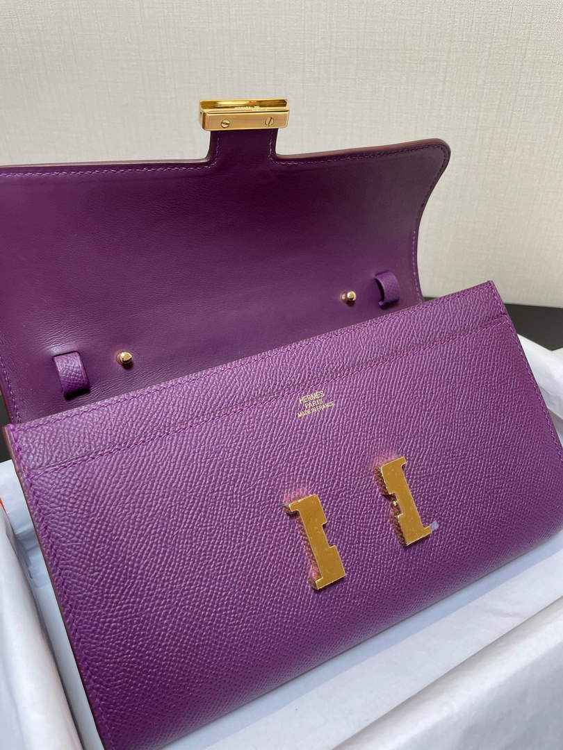 Hermes Constance Long To Go wallet H080126 Purple Gold