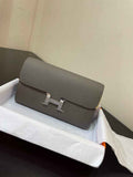 Hermes Constance Long To Go wallet H080126 dark gray silver