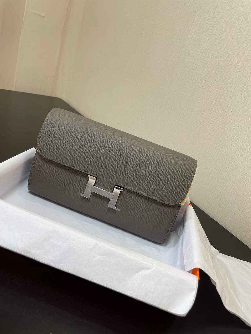 Hermes Constance Long To Go wallet H080126 dark gray silver