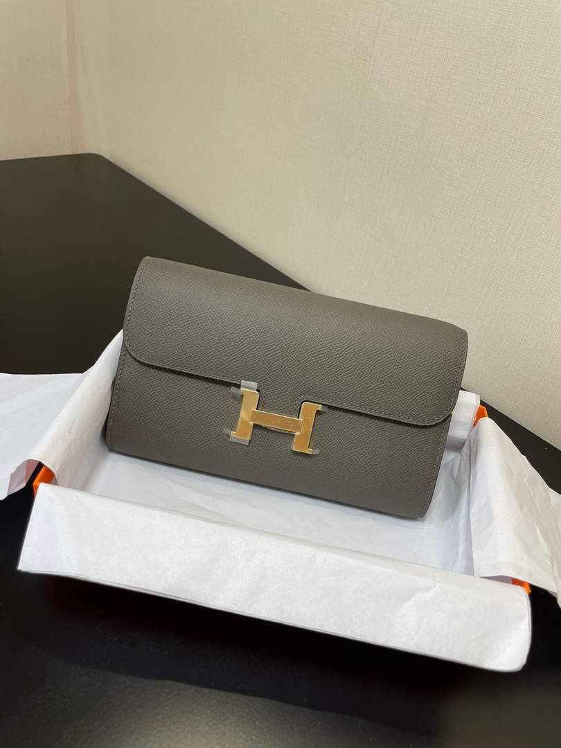 Hermes Constance Long To Go wallet H080126 dark gray gold