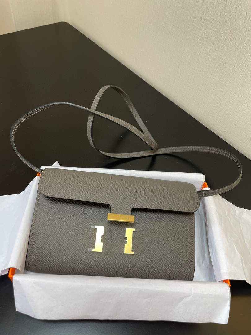Hermes Constance Long To Go wallet H080126 dark gray gold