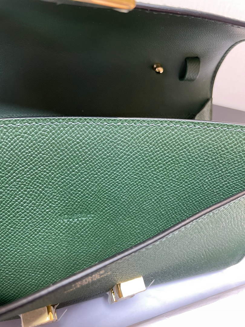 Hermes Constance Long To Go wallet H080126 dark green gold