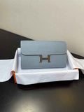 Hermes Constance Long To Go wallet H080126 Light blue silver
