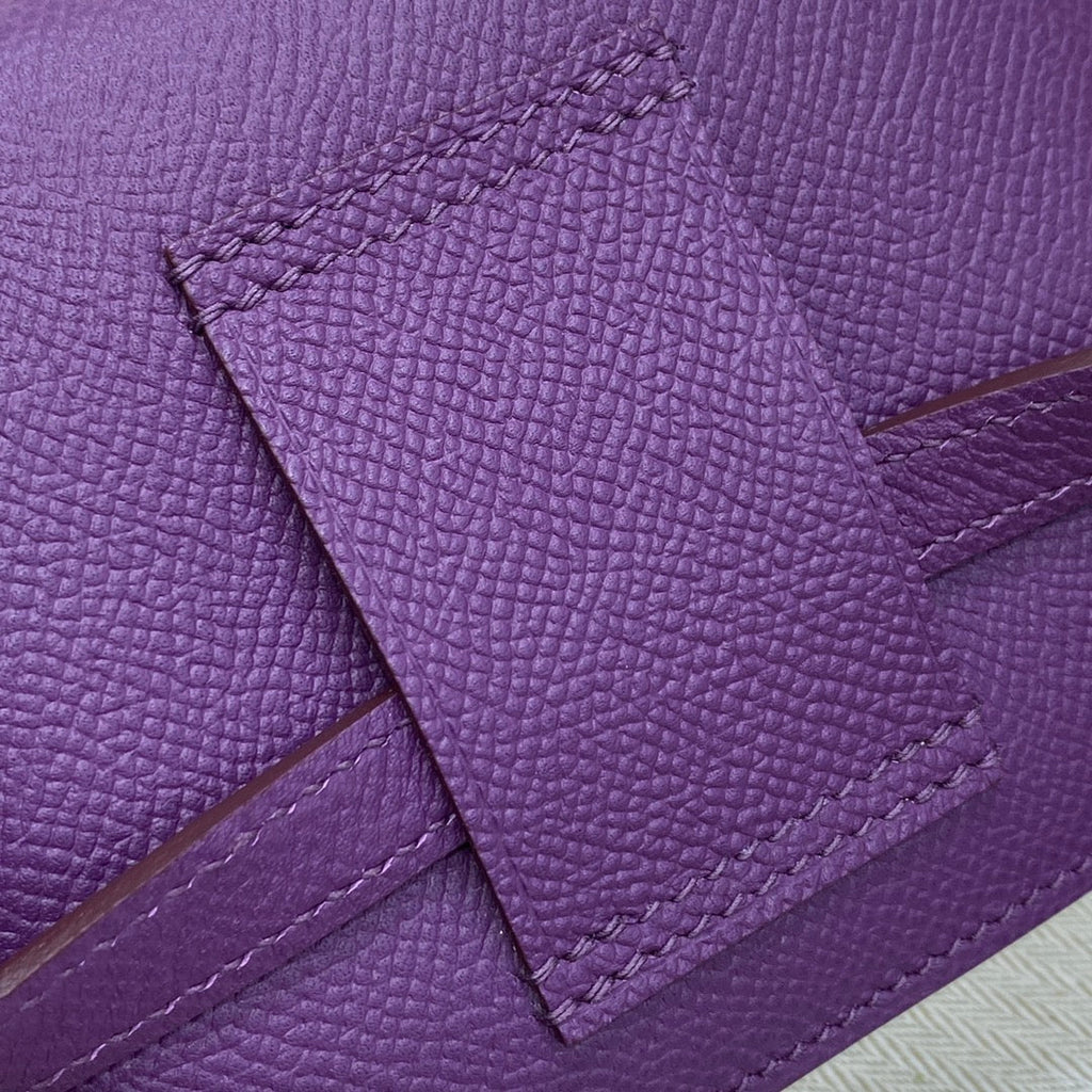 Hermes Constance Slim Wallet Dark Purple Epsom Leather Gold H082060