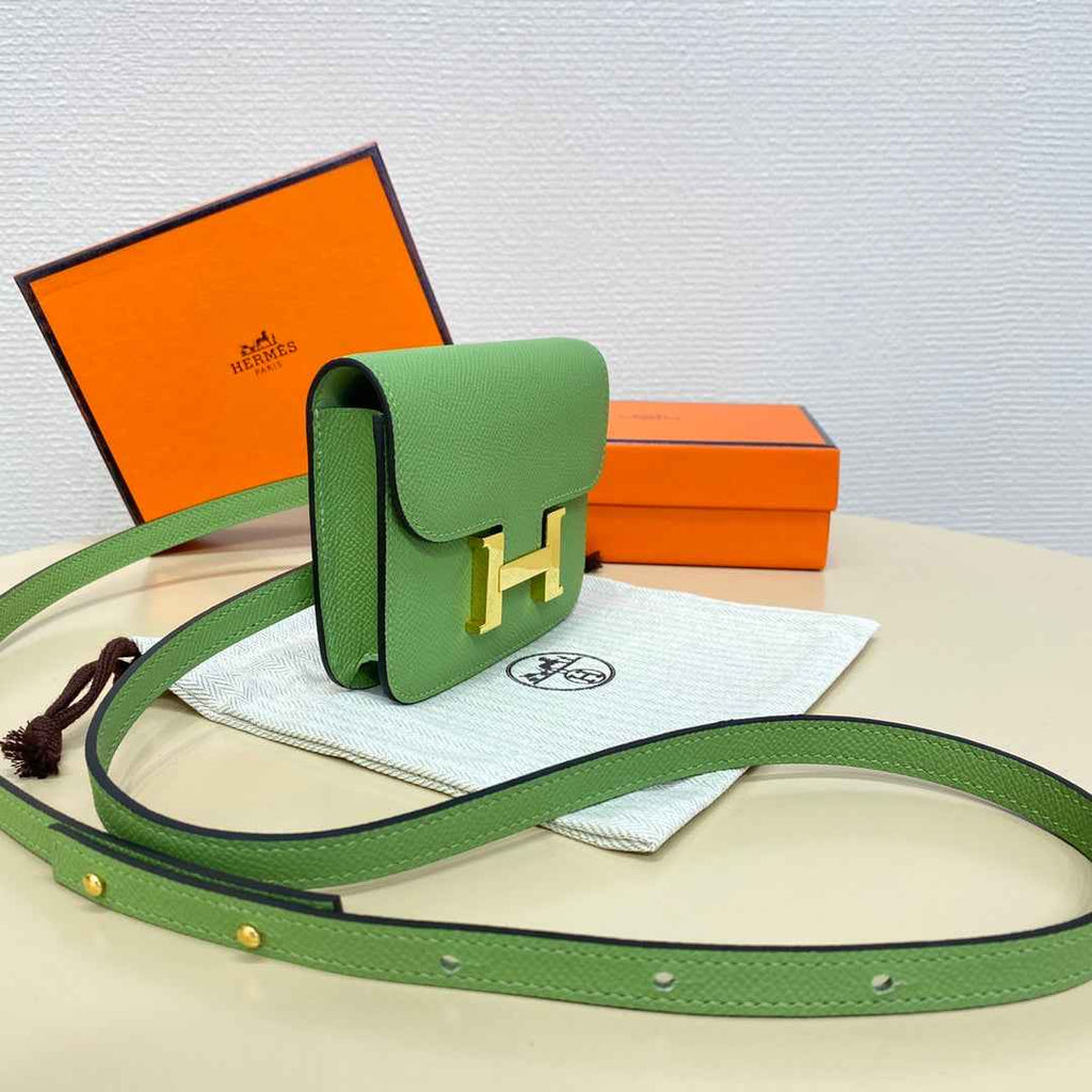 Hermes Constance Slim Wallet Green Epsom Leather Gold H082062