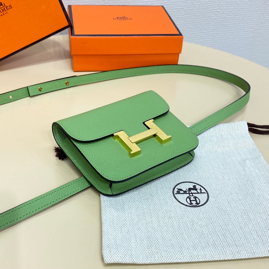 Hermes Constance Slim Wallet Green Epsom Leather Gold H082062