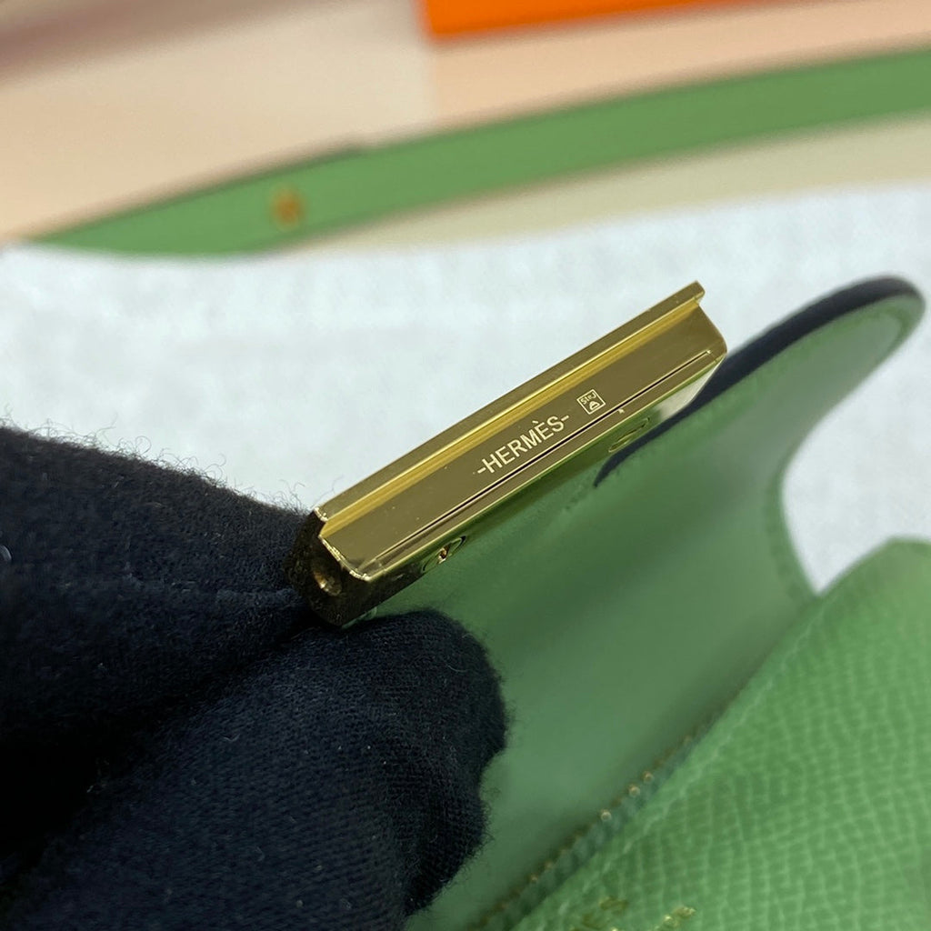 Hermes Constance Slim Wallet Green Epsom Leather Gold H082062