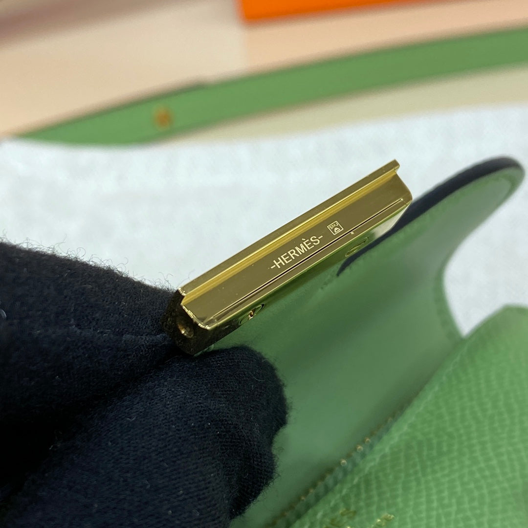 Hermes Constance Slim Wallet Green Epsom Leather Gold H082062