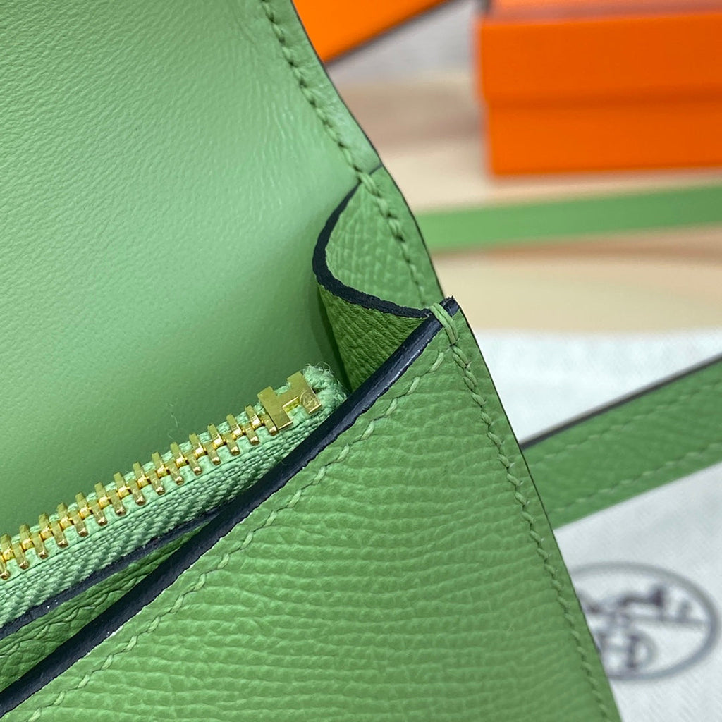 Hermes Constance Slim Wallet Green Epsom Leather Gold H082062