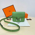 Hermes Constance Slim Wallet Green Epsom Leather Silver H082063