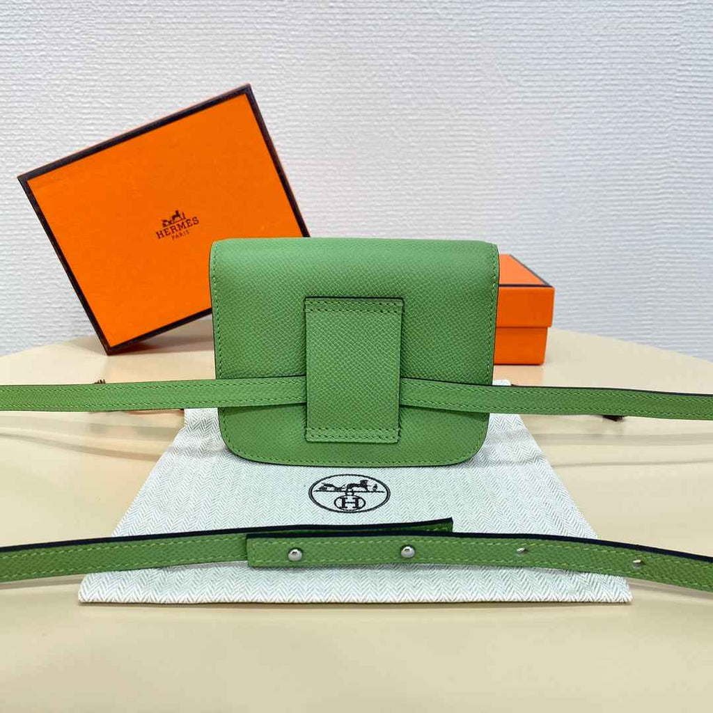 Hermes Constance Slim Wallet Green Epsom Leather Silver H082063
