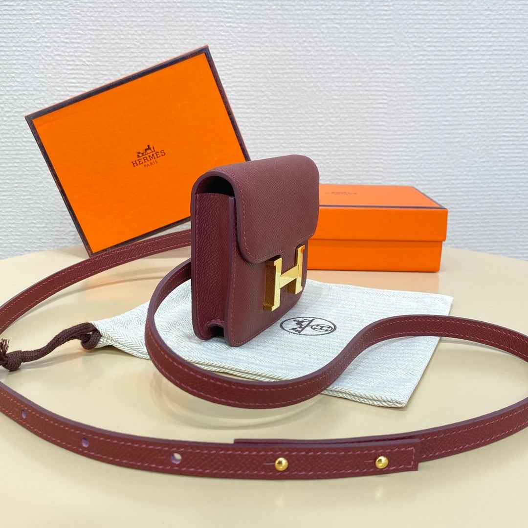 Hermes Constance Slim Wallet Wine Red Epsom Leather Gold H082064