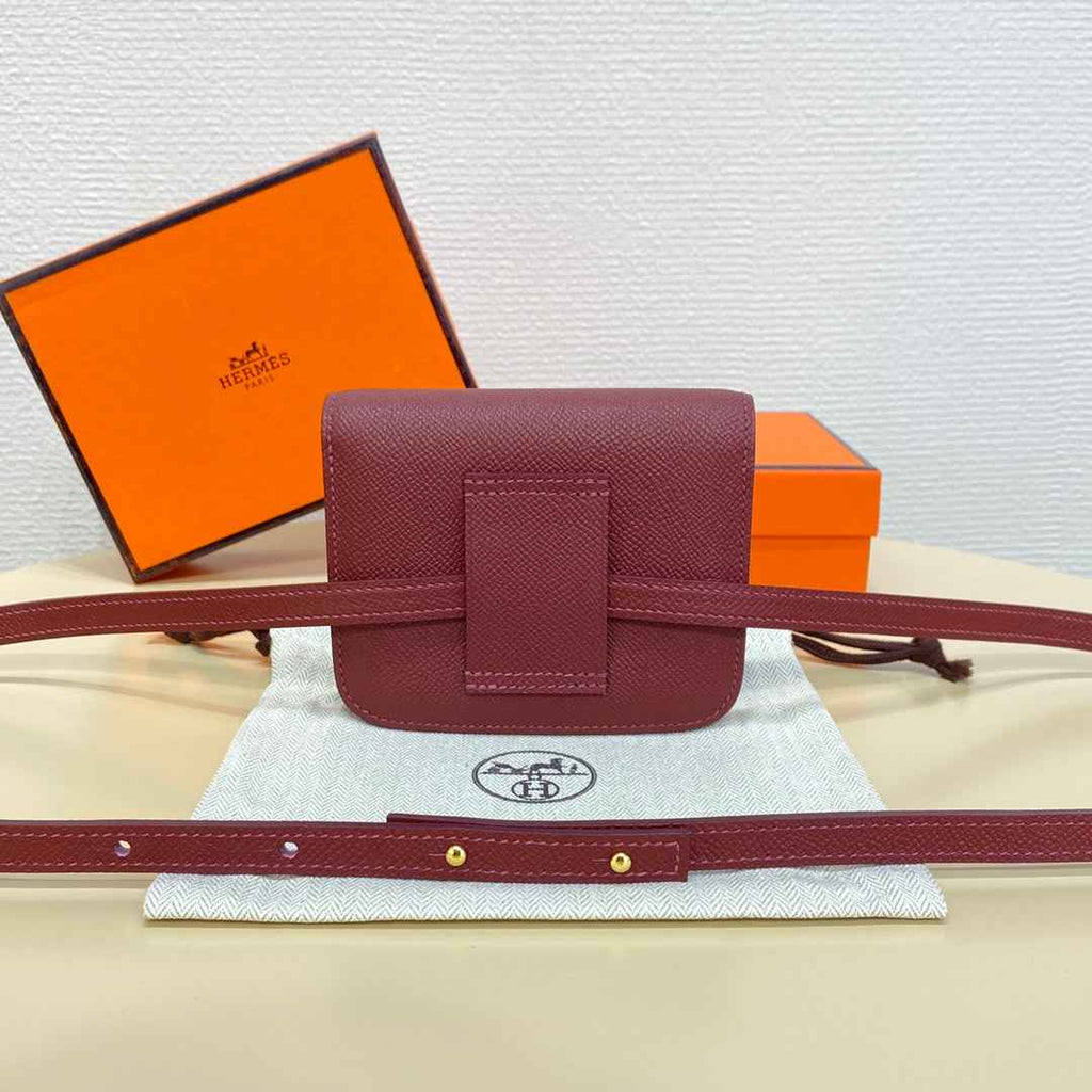 Hermes Constance Slim Wallet Wine Red Epsom Leather Gold H082064