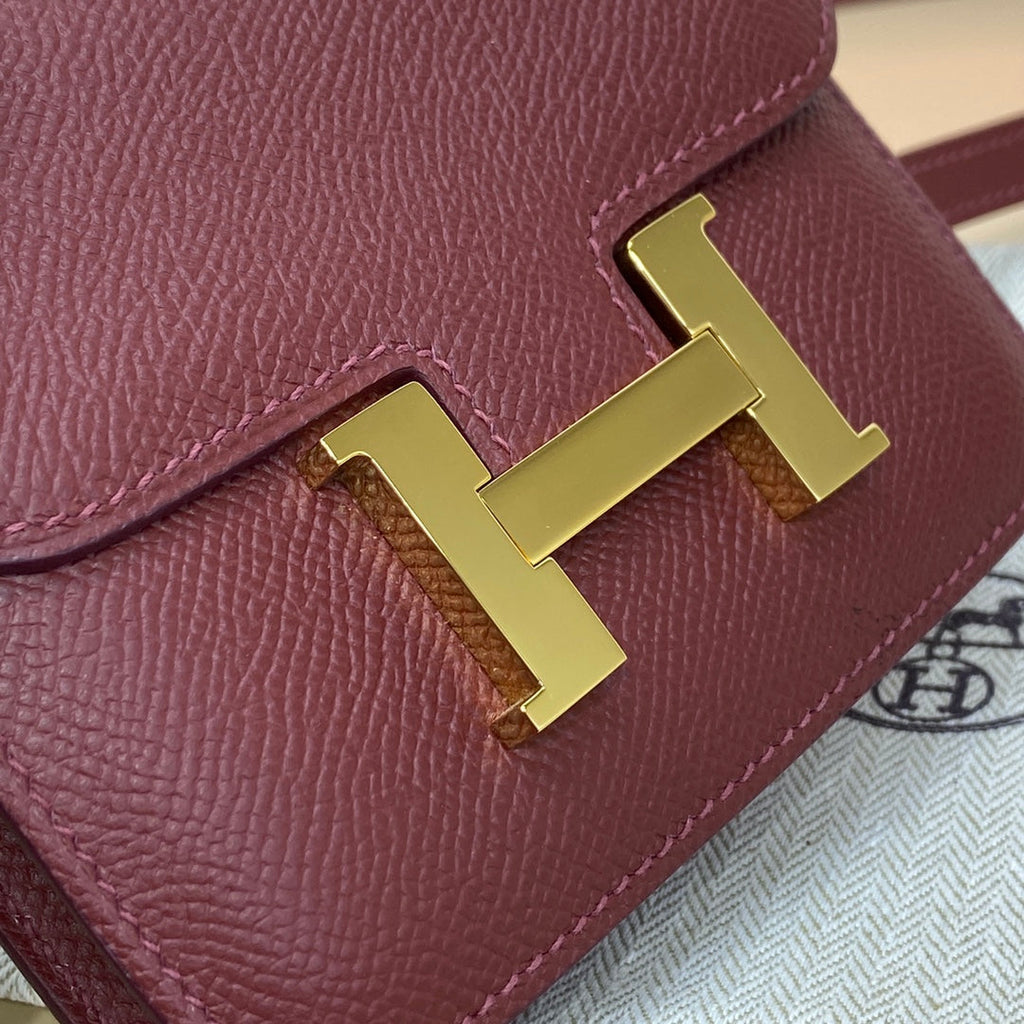 Hermes Constance Slim Wallet Wine Red Epsom Leather Gold H082064