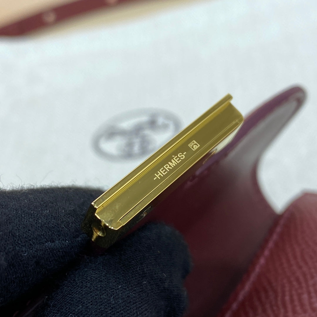 Hermes Constance Slim Wallet Wine Red Epsom Leather Gold H082064