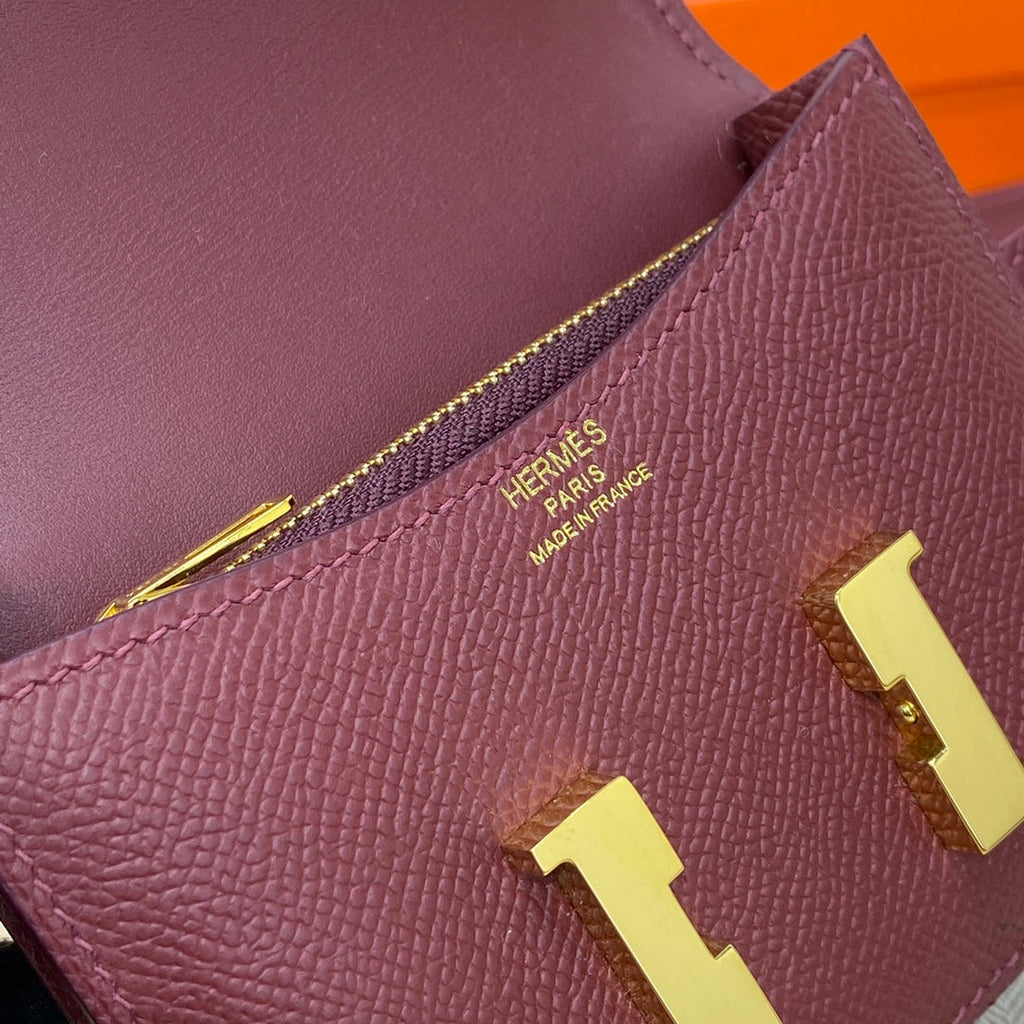 Hermes Constance Slim Wallet Wine Red Epsom Leather Gold H082064