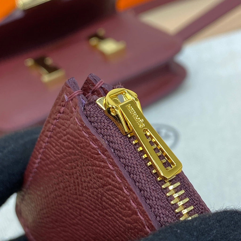 Hermes Constance Slim Wallet Wine Red Epsom Leather Gold H082064