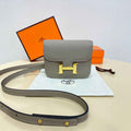 Hermes Constance Slim Wallet Gray Epsom Leather Gold H082066