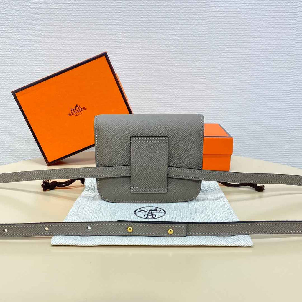 Hermes Constance Slim Wallet Gray Epsom Leather Gold H082066