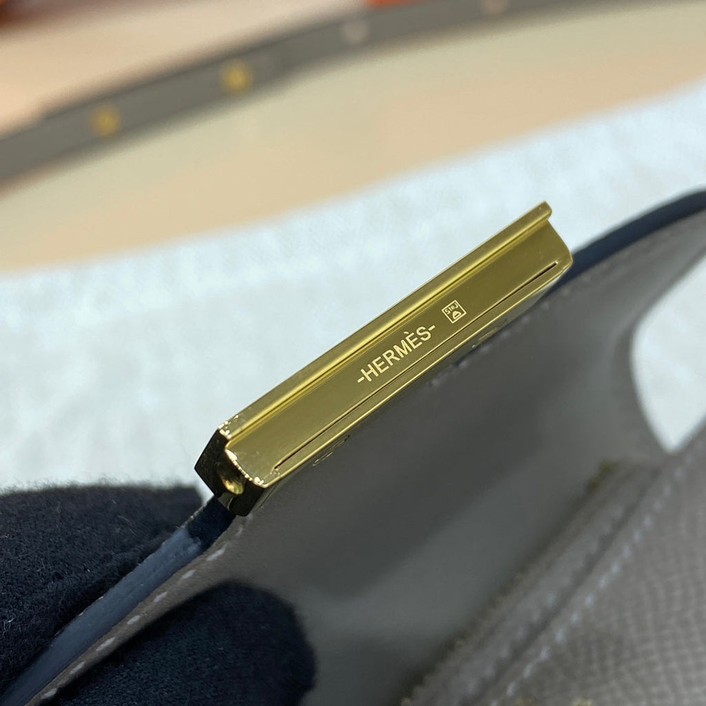 Hermes Constance Slim Wallet Gray Epsom Leather Gold H082066