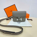 Hermes Constance Slim Wallet Gray Epsom Leather Silver H082067