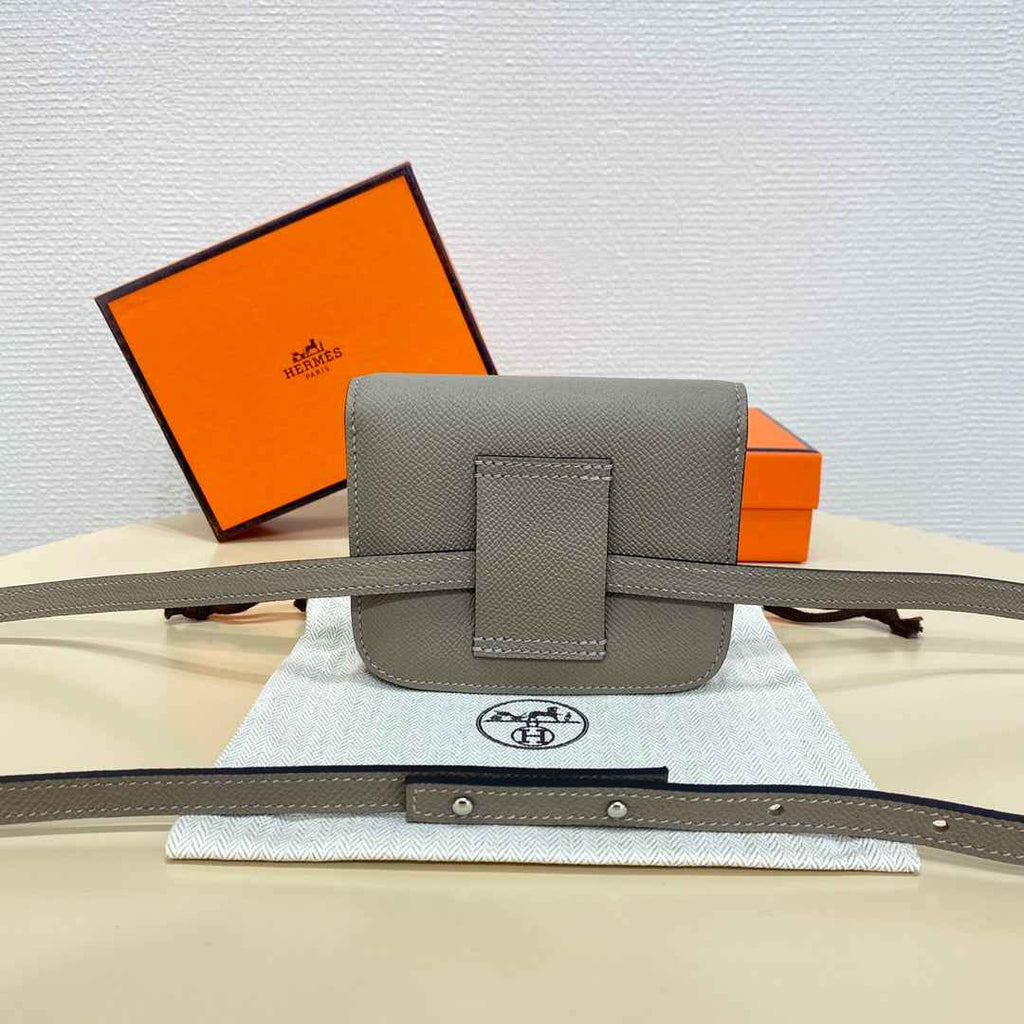 Hermes Constance Slim Wallet Gray Epsom Leather Silver H082067