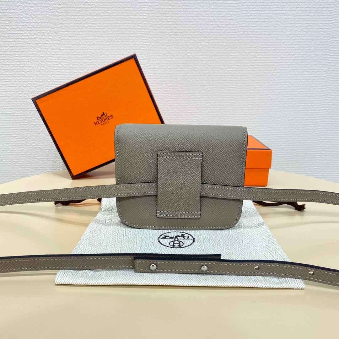 Hermes Constance Slim Wallet Gray Epsom Leather Silver H082067