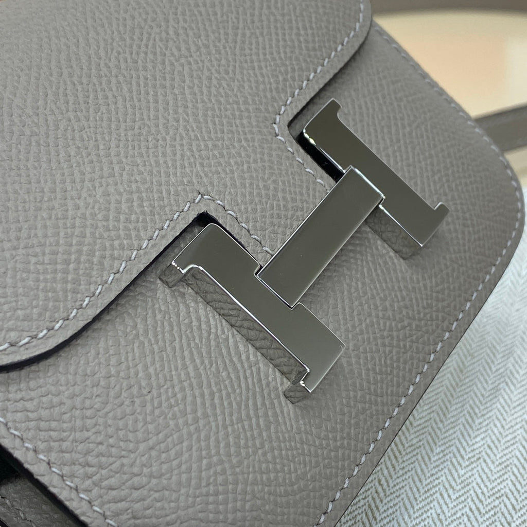 Hermes Constance Slim Wallet Gray Epsom Leather Silver H082067