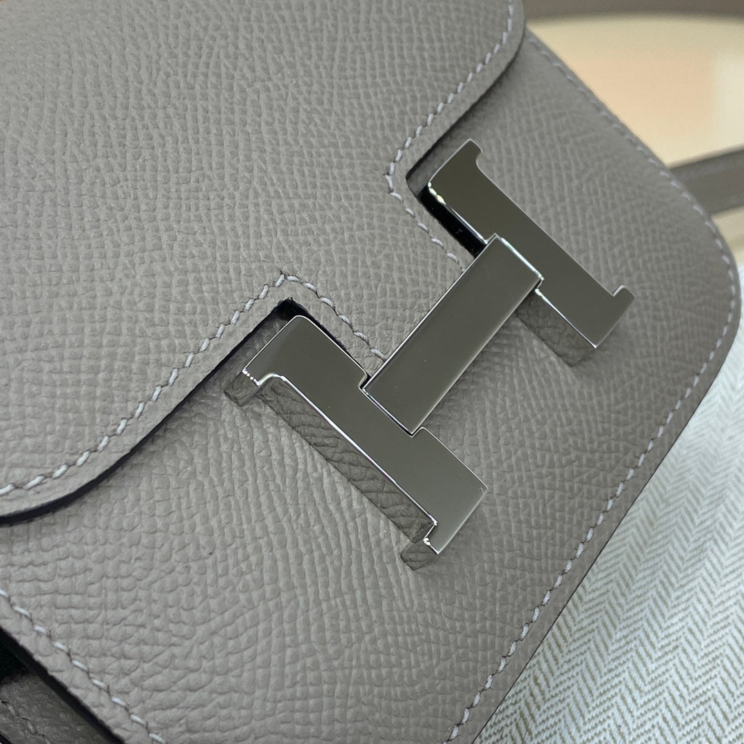 Hermes Constance Slim Wallet Gray Epsom Leather Silver H082067