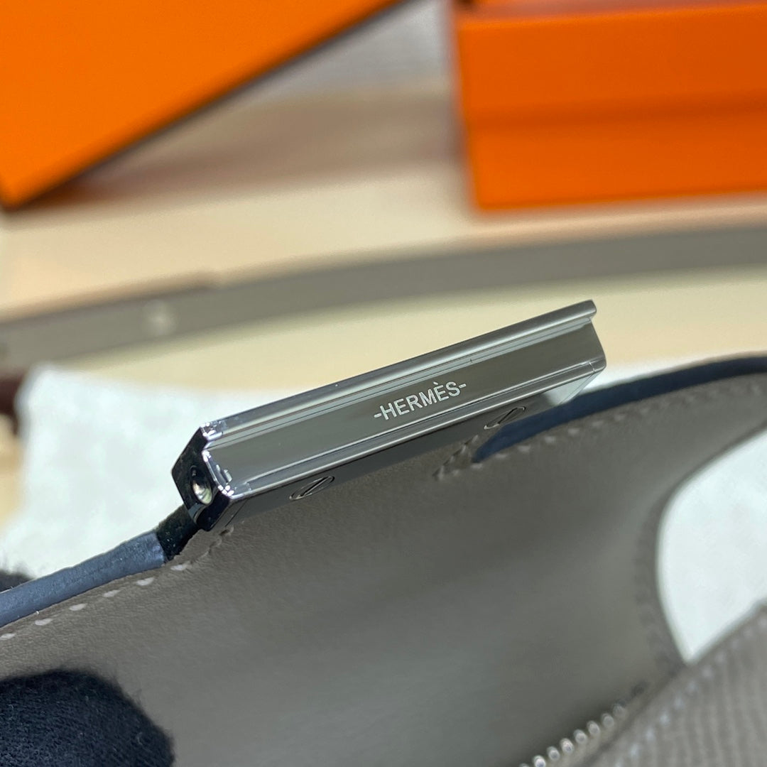 Hermes Constance Slim Wallet Gray Epsom Leather Silver H082067