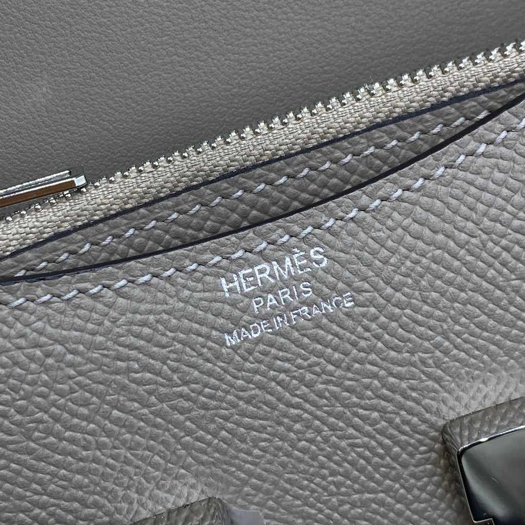 Hermes Constance Slim Wallet Gray Epsom Leather Silver H082067