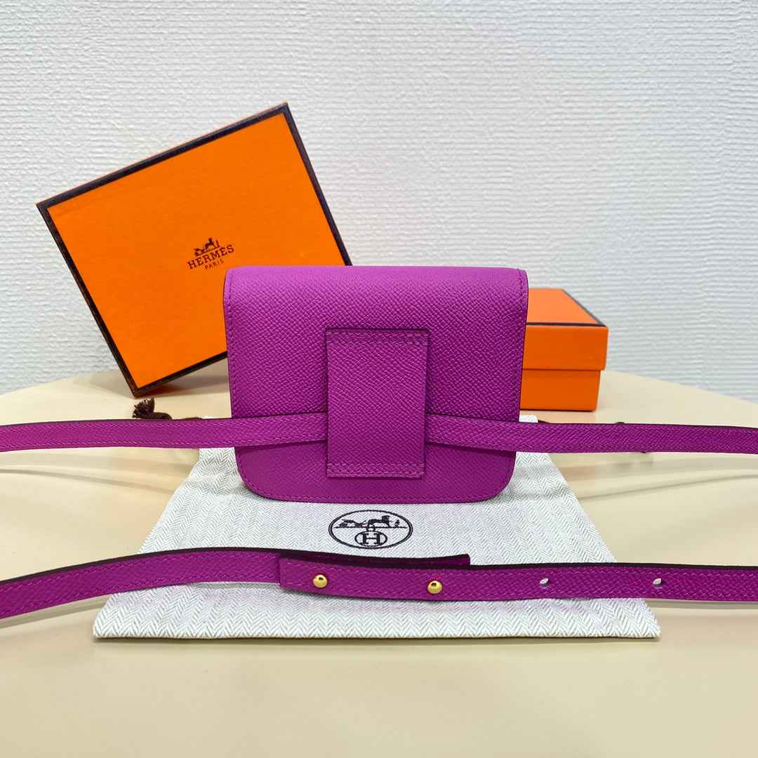 Hermes Constance Slim Wallet Purple Epsom Leather Gold H082068