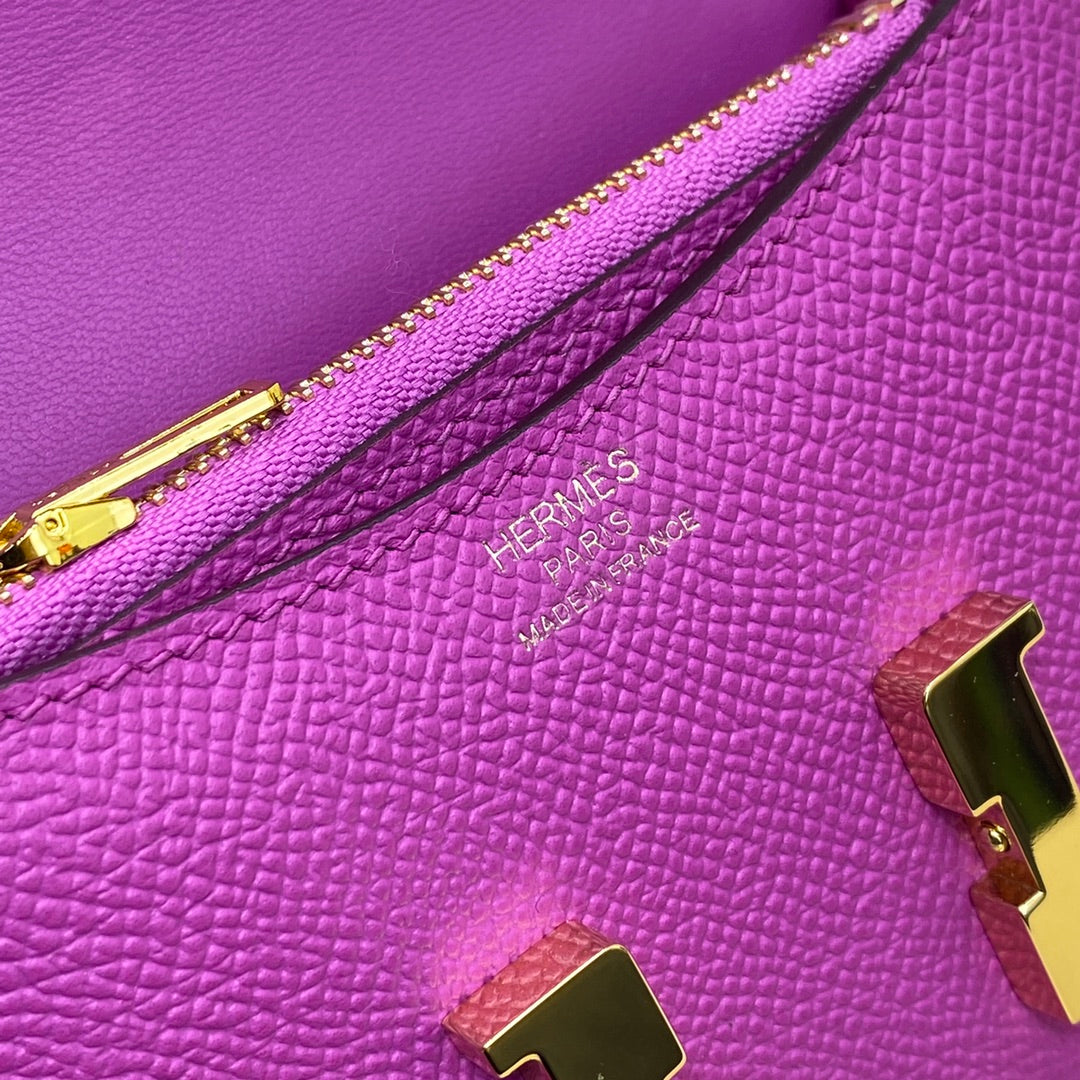 Hermes Constance Slim Wallet Purple Epsom Leather Gold H082068
